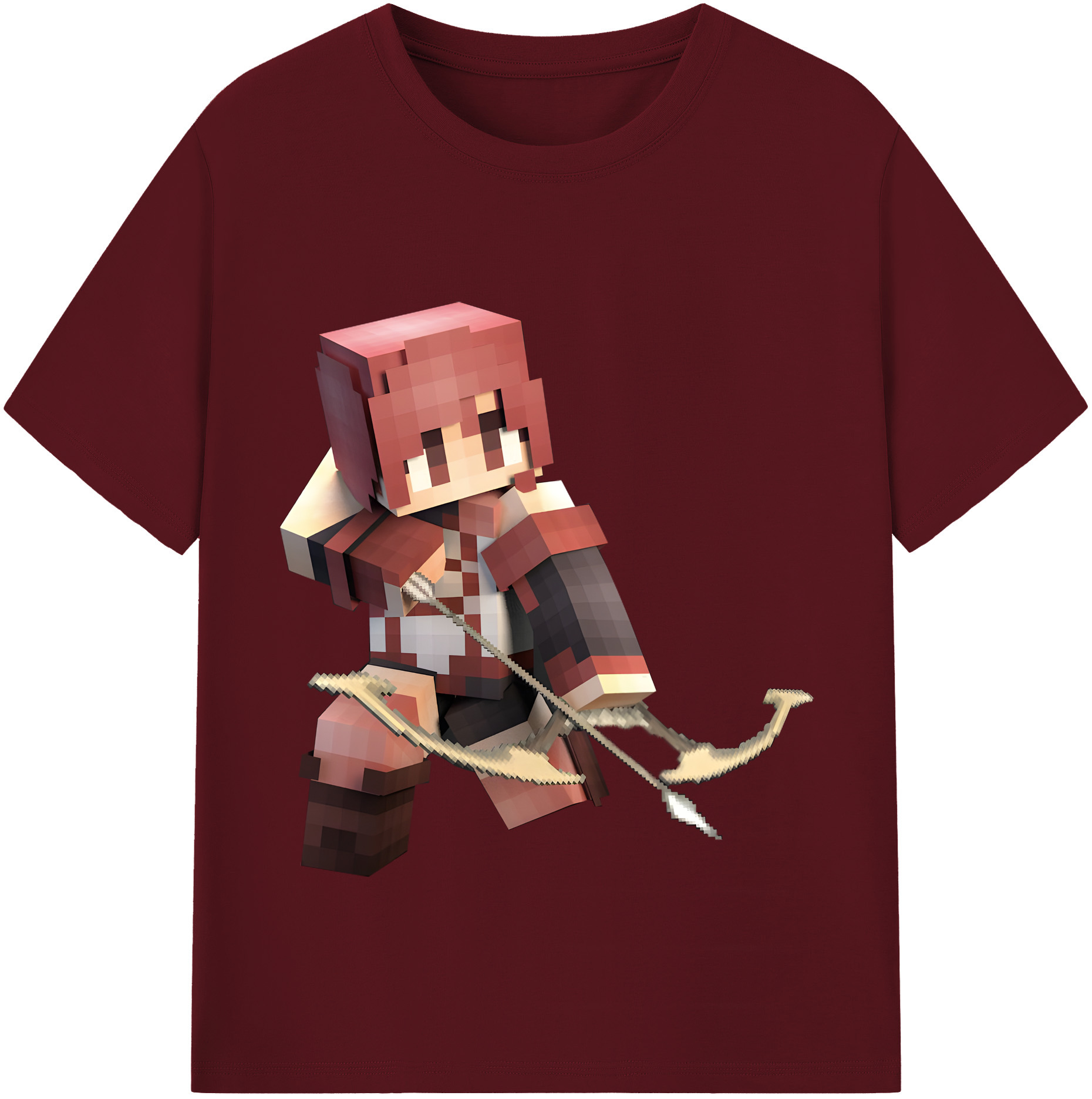 （画像用） マインクラフト ブロックの世界 Minecraft MC Block world 綿100％半袖Tシャツ（フロントプリント）